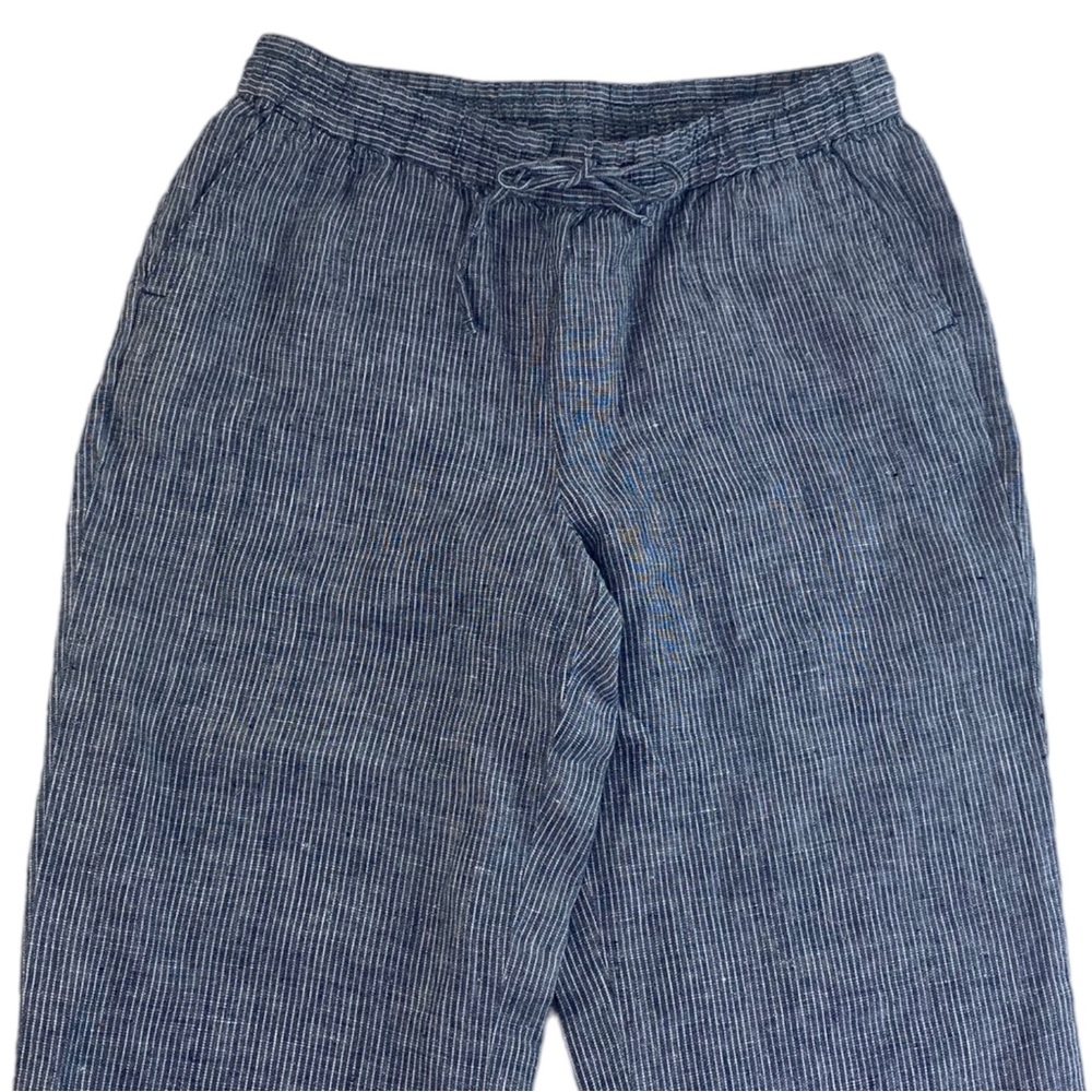 NWT Talbot's Women's Washed Linen Wide Leg Pants Striped Blue White Size 10P - Picture 4 of 10